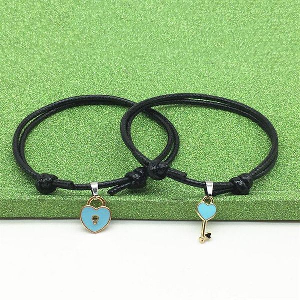 2 pcs/lot new arrival couple bracelet alloy key heart lock charm bracelet handmade jewelry rope lovers gifts for women, Black
2 pcs/lot new arrival couple bracelet alloy key heart lock charm bracelet handmade jewelry rope lovers gifts for women, Black