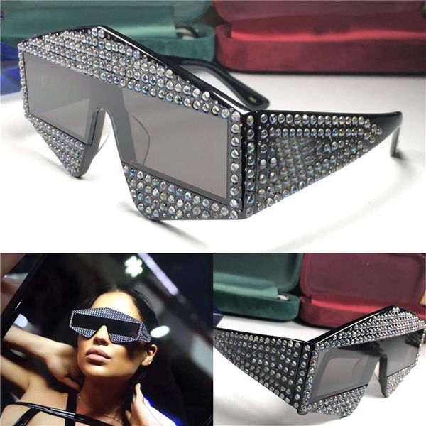 fashionable avant-garde style oversized goggles inlaid with crystal small diamonds large frames and temple uv protection glasses 0289, White;black
fashionable avant-garde style oversized goggles inlaid with crystal small diamonds large frames and temple uv protection glasses 0289, White;black