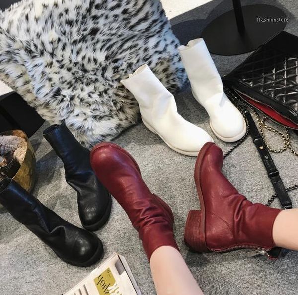 boots spring woman sold white/black/red wine zipper back round toe pu flat ankle short lady1
boots spring woman sold white/black/red wine zipper back round toe pu flat ankle short lady1