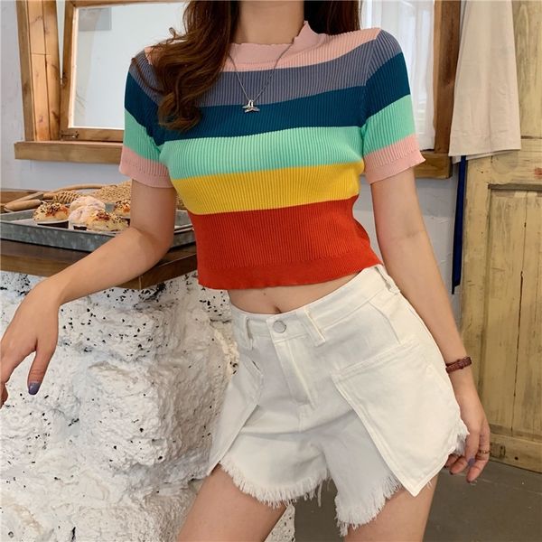 ck5te western horse girl rainbow pullover thin short sleeve pullover knitwear knitwear women's 2019 summer ghost fashion slim 8lb6i, White;black
ck5te western horse girl rainbow pullover thin short sleeve pullover knitwear knitwear women's 2019 summer ghost fashion slim 8lb6i, White;black