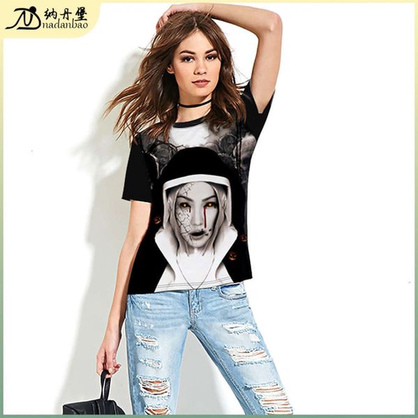 short 2020 digital printing sve code women's halloween party ghost t-shirt, Black;gray
short 2020 digital printing sve code women's halloween party ghost t-shirt, Black;gray