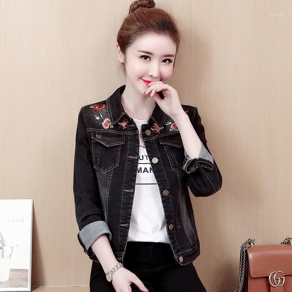 embroidery denim jacket coat korean plus size slim long sleeve single breasted women short black denim jacket harajuku outerwear1, Black;brown
embroidery denim jacket coat korean plus size slim long sleeve single breasted women short black denim jacket harajuku outerwear1, Black;brown