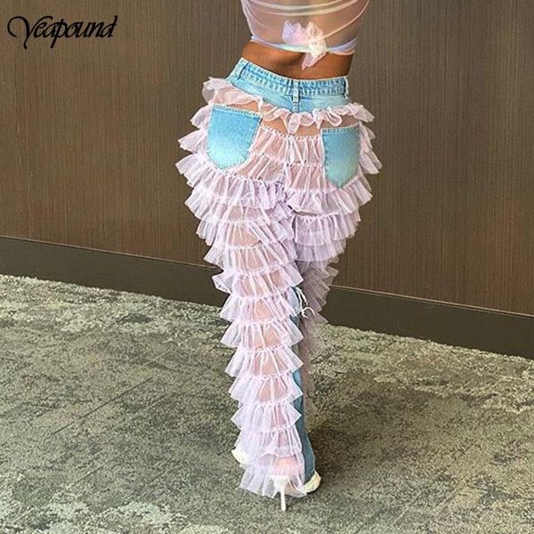 women's pants & capris casual back ruffle mesh sequin star spliced jeans women ripped tansparent high waist elegant denim long, Black;white
women's pants & capris casual back ruffle mesh sequin star spliced jeans women ripped tansparent high waist elegant denim long, Black;white