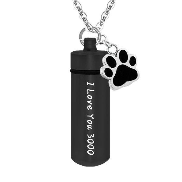 pet paws cylinder pendant for pet/human aluminum alloy cremation ashes memorial jewelry necklace-i love you 3000, Silver
pet paws cylinder pendant for pet/human aluminum alloy cremation ashes memorial jewelry necklace-i love you 3000, Silver