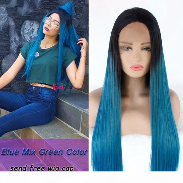 blue mixed green ombre color wig silky straight hair synthetic lace front wigs heat resistant synthetic hair lace wig for women cosplay wigs, Black;brown
blue mixed green ombre color wig silky straight hair synthetic lace front wigs heat resistant synthetic hair lace wig for women cosplay wigs, Black;brown