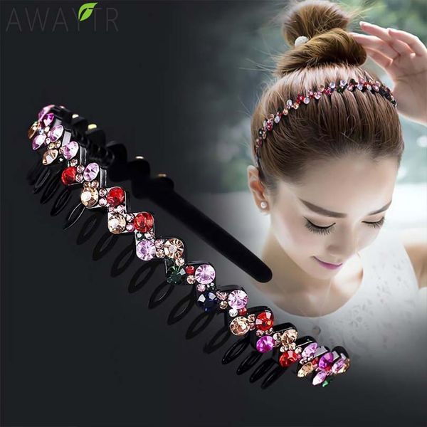 hairbands nonslip bezel colorful rhinestone flower water ripple hair hoop headband for women band hair accessories, Black;brown 
hairbands nonslip bezel colorful rhinestone flower water ripple hair hoop headband for women band hair accessories, Black;brown