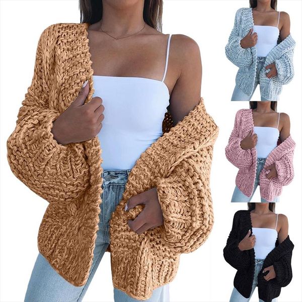 autumn and winter fashion women thick sweater cardigan warm solid color open front sweater coat outdoor windproof streetwear, White;black
autumn and winter fashion women thick sweater cardigan warm solid color open front sweater coat outdoor windproof streetwear, White;black