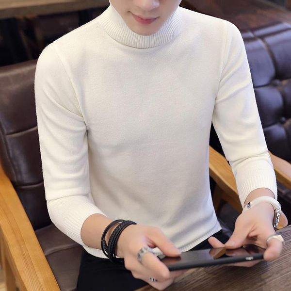 2021 new korean version pure color men's turtleneck sweater autumn long sleeve slim knit bottom sweater, White;black
2021 new korean version pure color men's turtleneck sweater autumn long sleeve slim knit bottom sweater, White;black