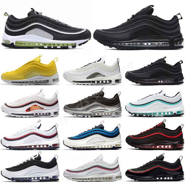 97 mens running shoes triple black white 97s reflective bred game royal men women sports sneakers t1, White;red
97 mens running shoes triple black white 97s reflective bred game royal men women sports sneakers t1, White;red