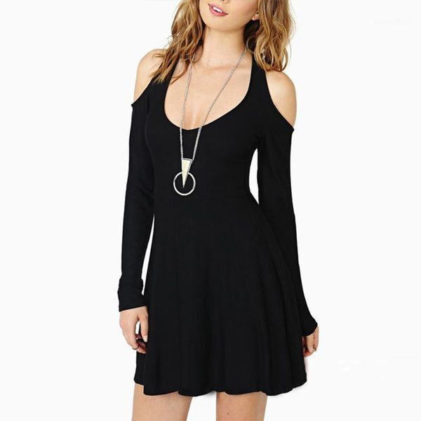 women low round neck strapless off shoulder long sleeve solid dress black1, Black;gray
women low round neck strapless off shoulder long sleeve solid dress black1, Black;gray