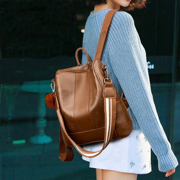 soft leather tote shoulder bag anti theft ladies stylish daypack casual backpack
soft leather tote shoulder bag anti theft ladies stylish daypack casual backpack