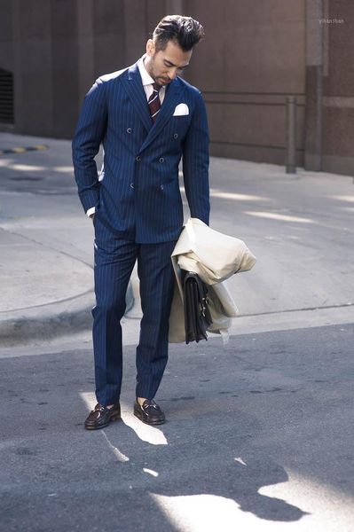 latest coat pant design navy blue double breasted vertical stripes custom men's wedding suits causal slim fit 2 piece terno f1, White;black
latest coat pant design navy blue double breasted vertical stripes custom men's wedding suits causal slim fit 2 piece terno f1, White;black