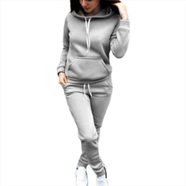 2 piece set женщины толстовка set весна осень зима sportwear твердые карманные костюмы повседневные женские кофты костюм, Gray
2 piece set женщины толстовка set весна осень зима sportwear твердые карманные костюмы повседневные женские кофты костюм, Gray