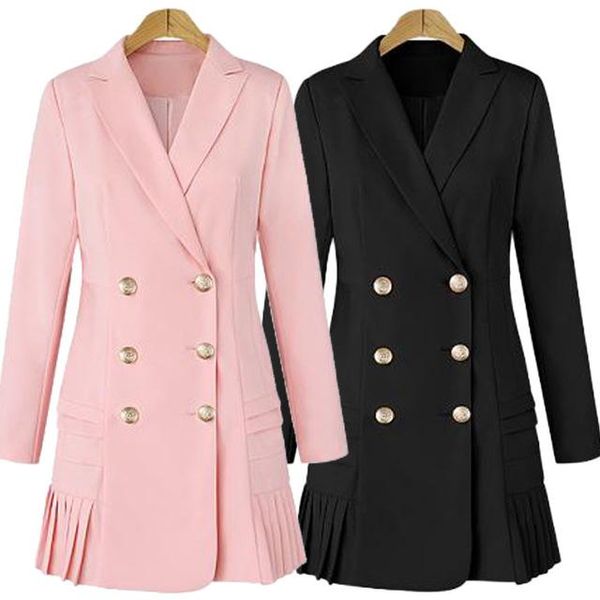 women's jackets double breasted women blazers and autumn pleated long suit coat outwear blazer plus size, Black;brown
women's jackets double breasted women blazers and autumn pleated long suit coat outwear blazer plus size, Black;brown