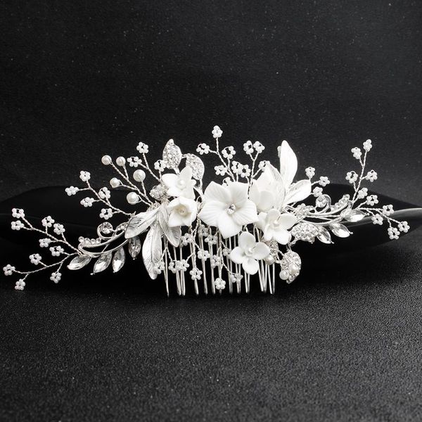 korean original design handmade ceramic flower hair comb bride wedding head hair jewelry, Golden;silver
korean original design handmade ceramic flower hair comb bride wedding head hair jewelry, Golden;silver