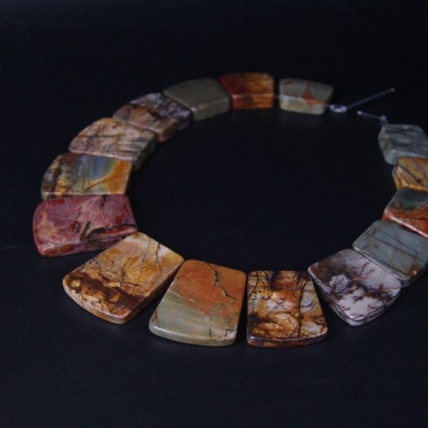 15pcs drilled picasso jaspers trapezoid slab graduated necklace pendant,natural picture stone beads trendy jewelry mking 200930, Black
15pcs drilled picasso jaspers trapezoid slab graduated necklace pendant,natural picture stone beads trendy jewelry mking 200930, Black