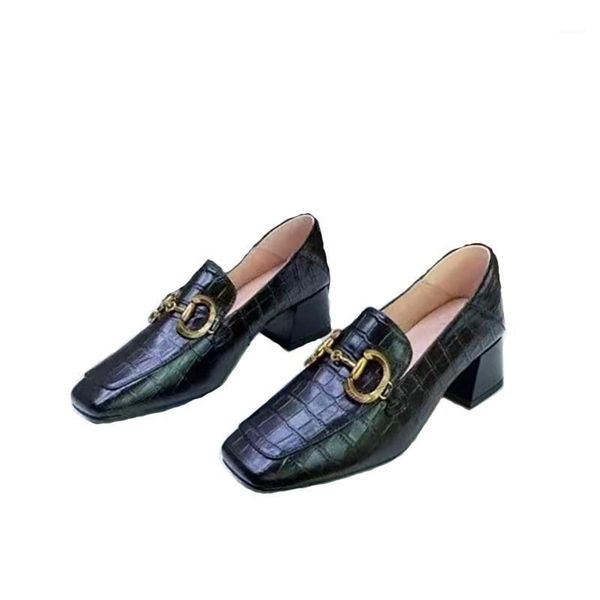 4 cm high heel pumps women genuine cowhide leather luxury crocodile pattern vintage horse-bit metal decoration shoes spring new1, Black
4 cm high heel pumps women genuine cowhide leather luxury crocodile pattern vintage horse-bit metal decoration shoes spring new1, Black