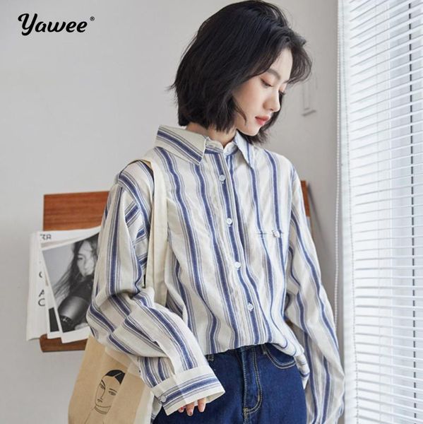 women's blouses & shirts sweet casual white blue striped and blouse women cotton loose blusas korean fashion 2021 autumn
women's blouses & shirts sweet casual white blue striped and blouse women cotton loose blusas korean fashion 2021 autumn