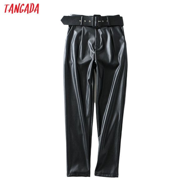 tangada women black faux leather suit pants high waist pants sashes pockets office ladies pu leather trousers 6a05 201022, Black;white
tangada women black faux leather suit pants high waist pants sashes pockets office ladies pu leather trousers 6a05 201022, Black;white