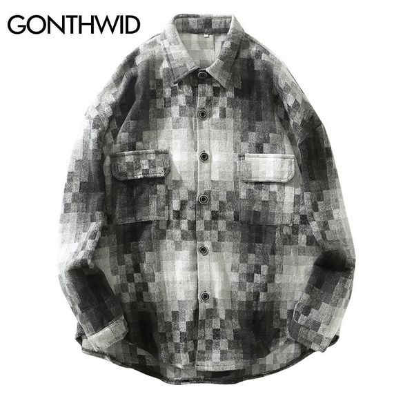 mosaic pattern long sleeve plaid shirts mens hip hop casual dress shirts coat harajuku fashion streetwear shirt kg-229, White;black
mosaic pattern long sleeve plaid shirts mens hip hop casual dress shirts coat harajuku fashion streetwear shirt kg-229, White;black