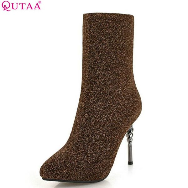 qutaa 2020 women mid calf boots thin high heel pointed toe flock pu leather winter shoes women motorcycle boots size 34-43, Black
qutaa 2020 women mid calf boots thin high heel pointed toe flock pu leather winter shoes women motorcycle boots size 34-43, Black