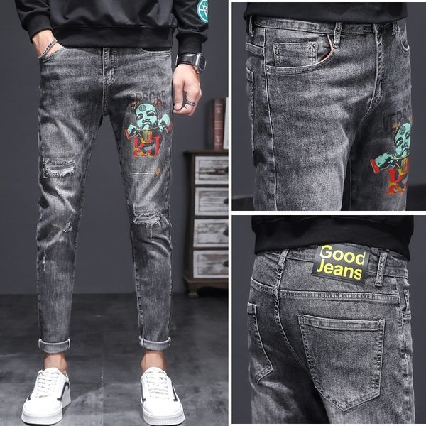 42hbw fashion fit youth beggar jeans tight hole pants tight pantscasual printed pants men's jeans korean style slim brand skinny trouse, Blue
42hbw fashion fit youth beggar jeans tight hole pants tight pantscasual printed pants men's jeans korean style slim brand skinny trouse, Blue