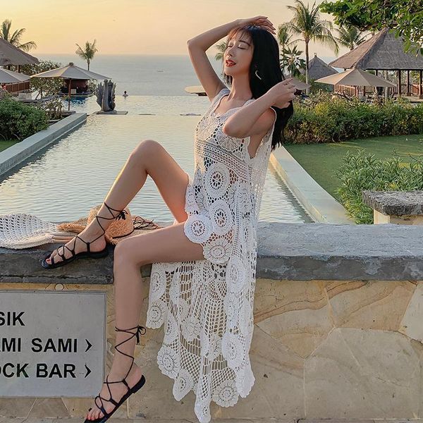 ladies perspective blouse lace hook flower women beachwear clothes summer boho sleeveless cover up long shirts1, White
ladies perspective blouse lace hook flower women beachwear clothes summer boho sleeveless cover up long shirts1, White