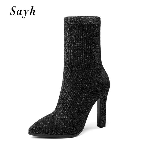 boots 2021 winter women shiny ankle 10cm high heels pointy toe stretch shoes size plus 34-45, Black
boots 2021 winter women shiny ankle 10cm high heels pointy toe stretch shoes size plus 34-45, Black