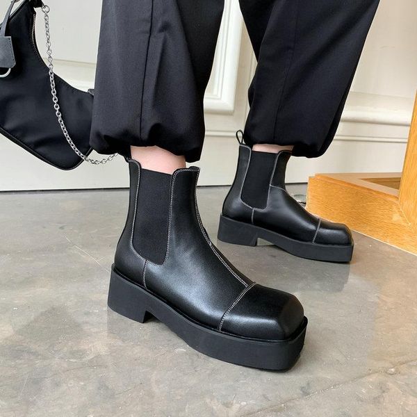 elastic band motorcycle boots retro genuine leather square toe ankle boots autumn winter working party chunky heels ankle, Black
elastic band motorcycle boots retro genuine leather square toe ankle boots autumn winter working party chunky heels ankle, Black