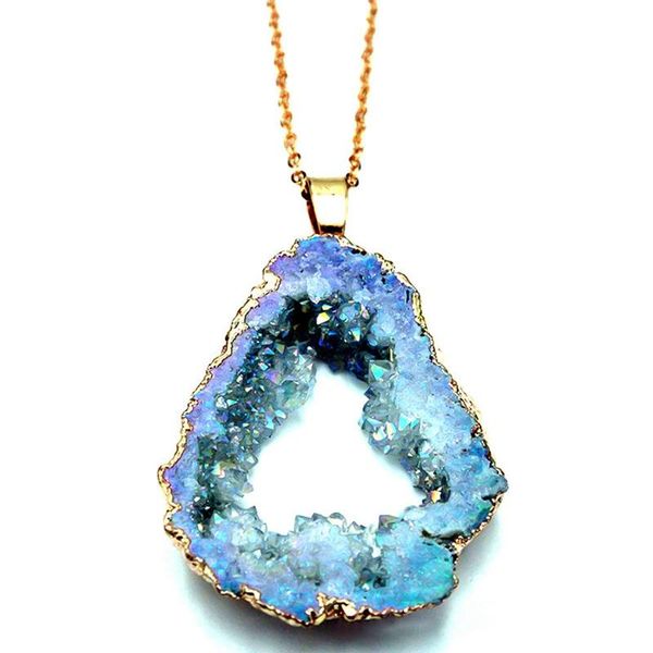 chains natural stone quartz pendant necklace colorful irregular drusy gold color necklaces for women jewelry gift, Silver
chains natural stone quartz pendant necklace colorful irregular drusy gold color necklaces for women jewelry gift, Silver