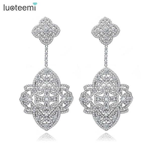 luoteemi new korea style big brincos white gold color elegant jewelry full cubic zircon sparkling drop earring double flowers, Silver
luoteemi new korea style big brincos white gold color elegant jewelry full cubic zircon sparkling drop earring double flowers, Silver