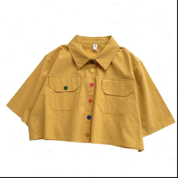 merry pretty summer harajuku blouse shirt women crop turn down collar pocket shirts korean cute button short blouse top, White
merry pretty summer harajuku blouse shirt women crop turn down collar pocket shirts korean cute button short blouse top, White