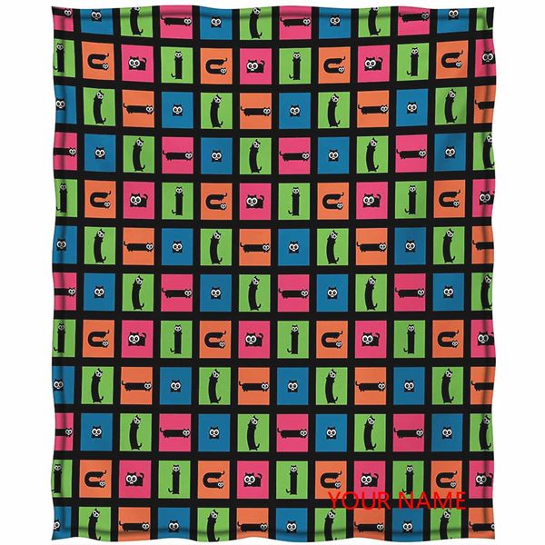 cat traveling blankets, black feline pattern with checkered geometric squares colorful squares funny house pets diy blanket, soft comfortabl
cat traveling blankets, black feline pattern with checkered geometric squares colorful squares funny house pets diy blanket, soft comfortabl