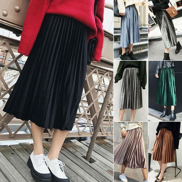 skirts women fashion midi high-waist pleated pleuche elastic winter casual solid color maxi skirt1, Black
skirts women fashion midi high-waist pleated pleuche elastic winter casual solid color maxi skirt1, Black