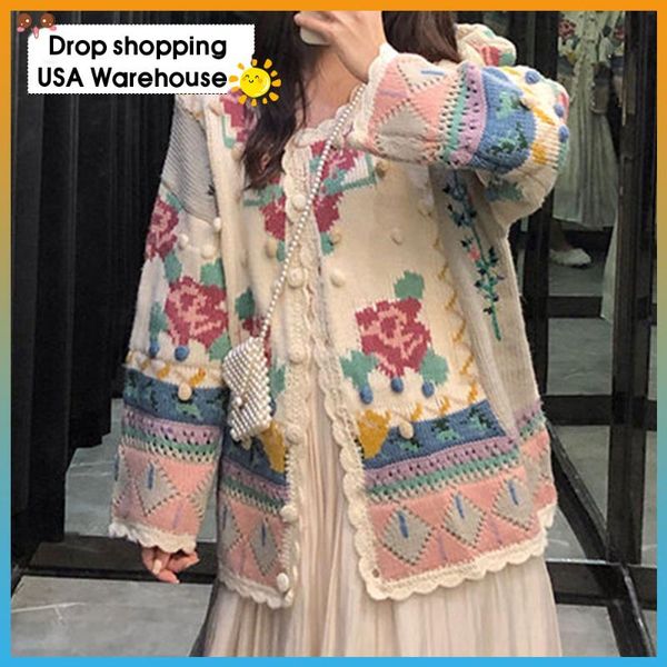 women's knits & tees embroidered flower knitted cardigan sweater coat loose sweet strawberry rose heavy, White
women's knits & tees embroidered flower knitted cardigan sweater coat loose sweet strawberry rose heavy, White