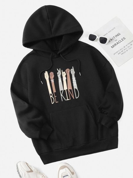 plus gesture & letter graphic kangaroo pocket drawstring thermal hoodie 21dn#, Black
plus gesture & letter graphic kangaroo pocket drawstring thermal hoodie 21dn#, Black