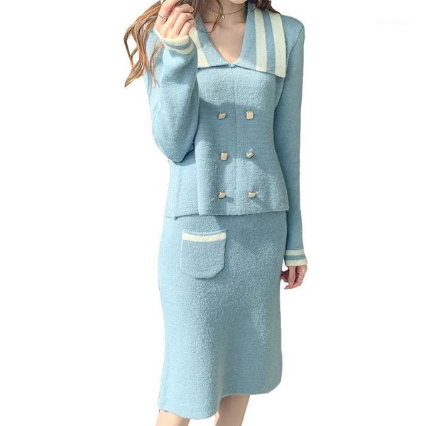 women's tracksuits korean women autumn winter 2 piece set fashion blue knit sweater elegant turn-down long sleeve & slim bodycon skirt1, Gray
women's tracksuits korean women autumn winter 2 piece set fashion blue knit sweater elegant turn-down long sleeve & slim bodycon skirt1, Gray