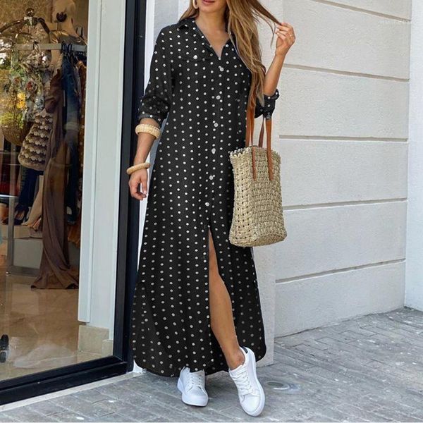vonda shirt dress 2020 women autumn vintage polka dot printed beach sundress lapel split casual loose robe bohemian vestido1, Black;gray
vonda shirt dress 2020 women autumn vintage polka dot printed beach sundress lapel split casual loose robe bohemian vestido1, Black;gray