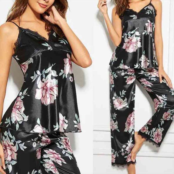 Women Satin Sleepwear Suit Spring Lace Trim Pajama Pyjama Set Print Floral Nightwear Casual Home Wear Lingerie Suit S-xl, Black;red
Women Satin Sleepwear Suit Spring Lace Trim Pajama Pyjama Set Print Floral Nightwear Casual Home Wear Lingerie Suit S-xl, Black;red