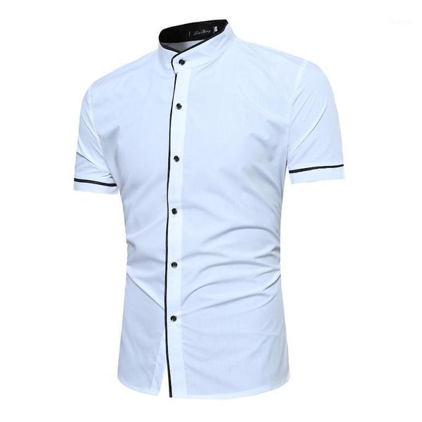 stand collar shirt men 2018 summer short sleeve mens dress shirts with black edge business solid color chemise homme camisa xxl1, White;black
stand collar shirt men 2018 summer short sleeve mens dress shirts with black edge business solid color chemise homme camisa xxl1, White;black