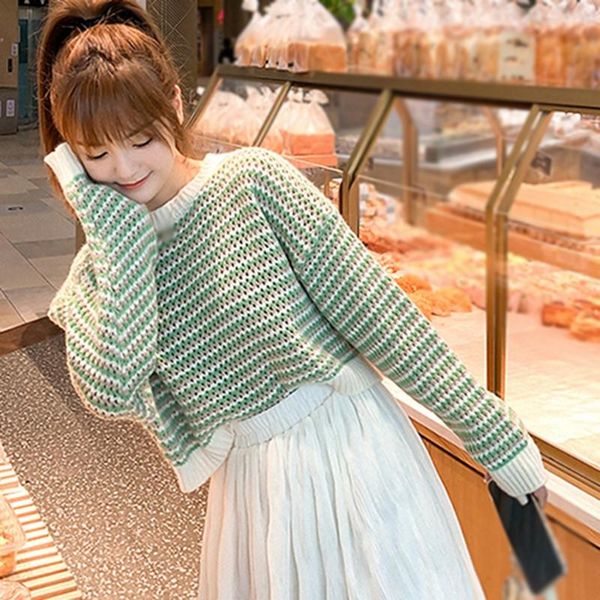fashion spring autumn sweaters women korean style loose outer wear high waist short striped knitted pullover sweater female, White;black
fashion spring autumn sweaters women korean style loose outer wear high waist short striped knitted pullover sweater female, White;black