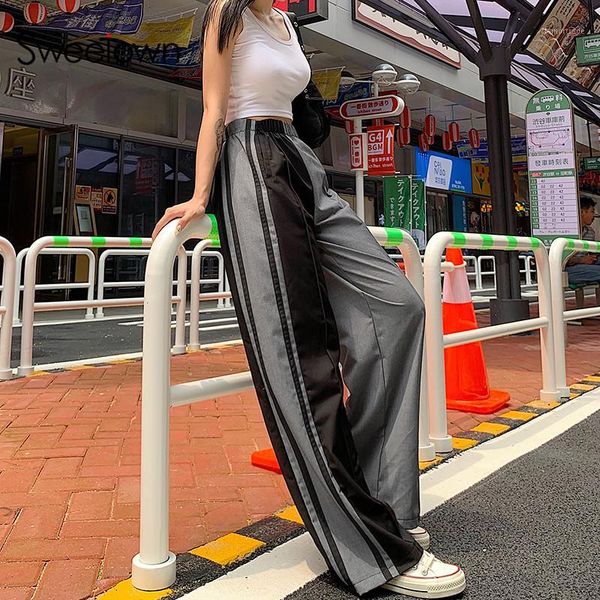 women's pants & capris sweetown 2021 autumn casual baggy wide leg women oversized 90s streetwear outfits patchwork striped high waist t, Black;white
women's pants & capris sweetown 2021 autumn casual baggy wide leg women oversized 90s streetwear outfits patchwork striped high waist t, Black;white