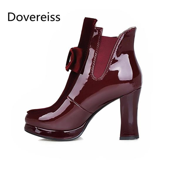 dovereiss fashion women's shoes winter pure color bowknot butterfly knot block heels slip on round toe short boots big size 48, Black
dovereiss fashion women's shoes winter pure color bowknot butterfly knot block heels slip on round toe short boots big size 48, Black
