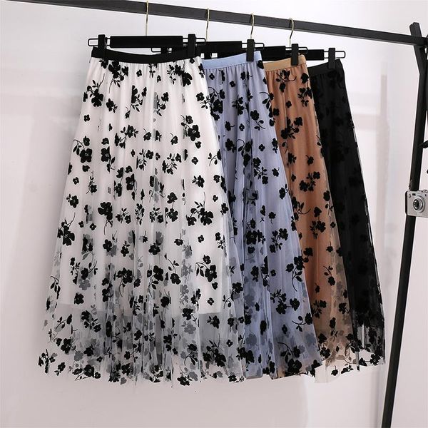 skirts coigarsam 4xl plus size women skirt spring mesh khaki white blue black 9151