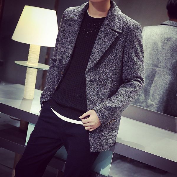 2015 spring new mid long windbreaker korean slim woolen men's coat fashion youth, Tan;black
2015 spring new mid long windbreaker korean slim woolen men's coat fashion youth, Tan;black