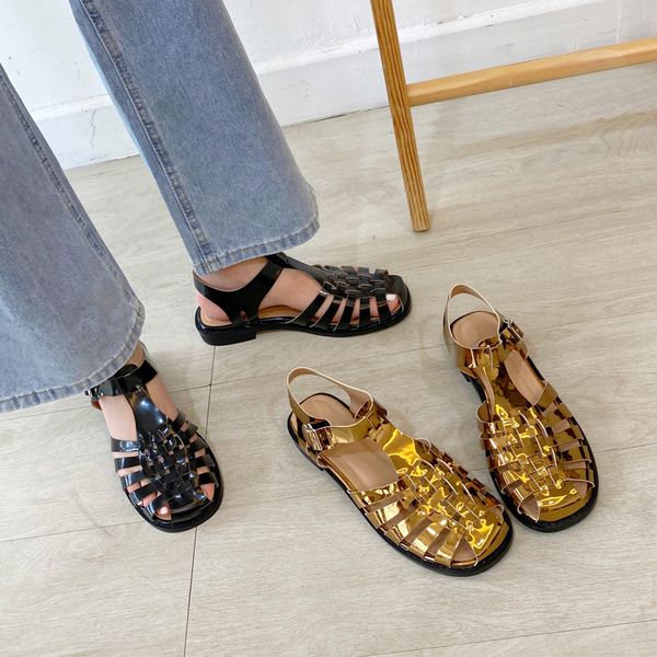 2021 summer new gold hollow flat retro woven roman sandals women black shoes ladies flats zapatos mujer uyek
2021 summer new gold hollow flat retro woven roman sandals women black shoes ladies flats zapatos mujer uyek