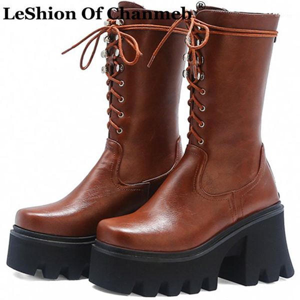 chic women thick chunky heels platform gothic shoes mid-calf boots lady woman punk cross tie motorcycle boots female black brown1
chic women thick chunky heels platform gothic shoes mid-calf boots lady woman punk cross tie motorcycle boots female black brown1
