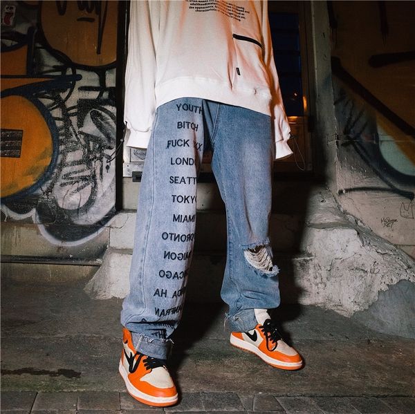 pxpby men's letter jeans embroidered high street fashion jeans knee jeansembroidered jeansbrand hiphop hip hop loose and hole old trous, Blue
pxpby men's letter jeans embroidered high street fashion jeans knee jeansembroidered jeansbrand hiphop hip hop loose and hole old trous, Blue