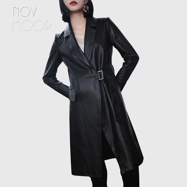 novmoop korean fashion style women autumn winter black elastic waist sheepskin genuine leather long coat femme veste lt3145
novmoop korean fashion style women autumn winter black elastic waist sheepskin genuine leather long coat femme veste lt3145