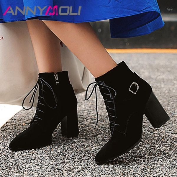 boots annymoli women winter ankle cow suede buckle thick high heel short zipper pointed toe shoes ladies fall 34-391, Black
boots annymoli women winter ankle cow suede buckle thick high heel short zipper pointed toe shoes ladies fall 34-391, Black
